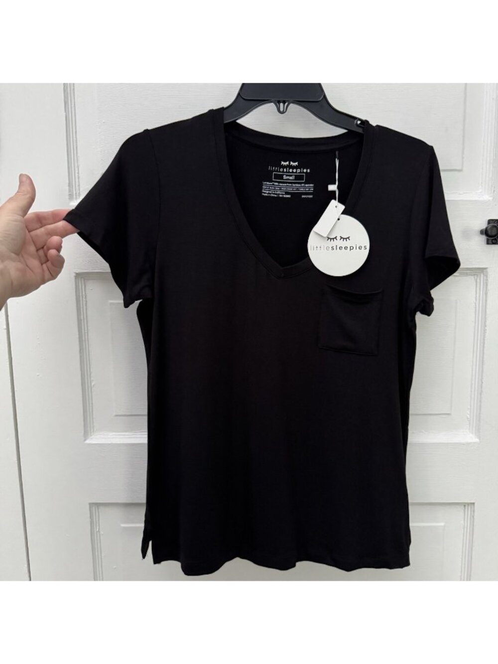 Little Sleepies Women’s S Black Bamboo Viscose Perfect Pocket Tee NWT